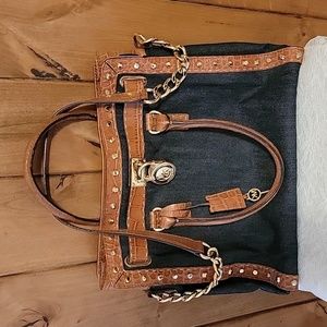 Michael Kors Hamilton Pick Stich Demin Tote with Dust Cover